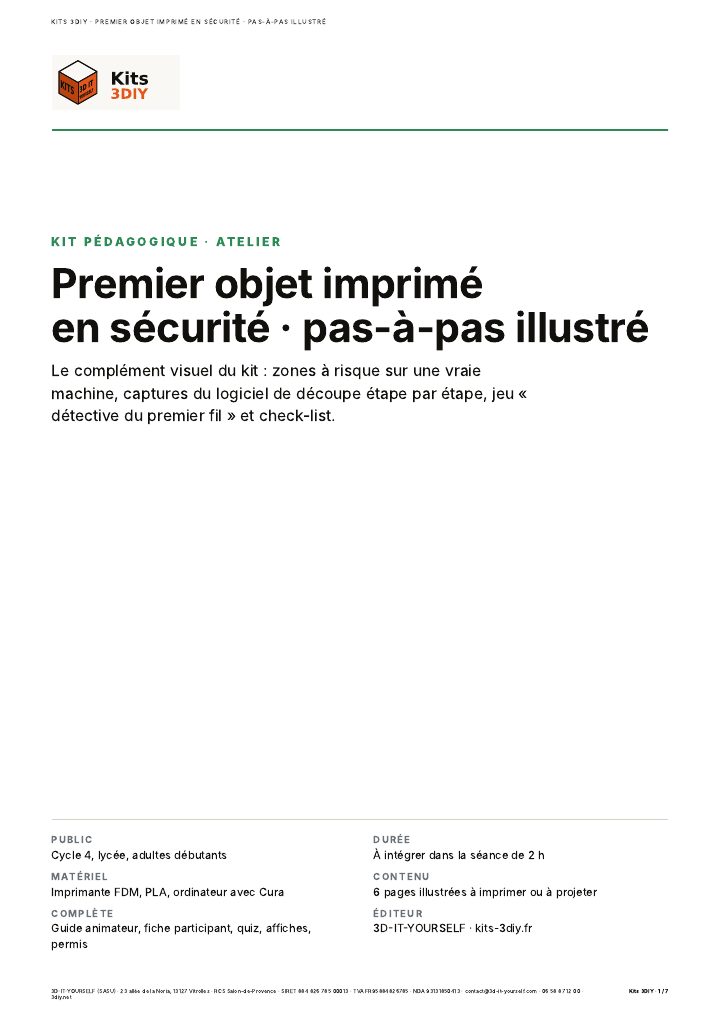 Couverture du pas-à-pas illustré du premier objet imprimé en sécurité