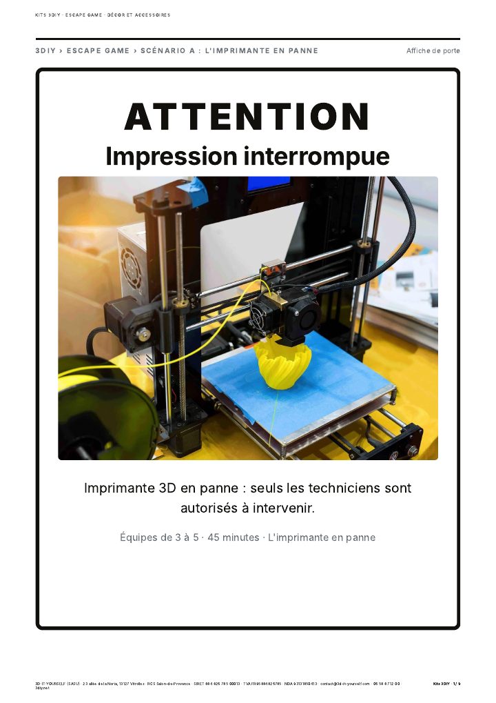 Affiche de décor Attention impression interrompue